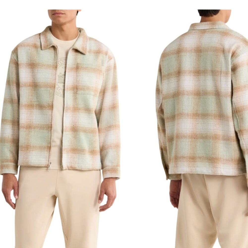 Men’s Light Jacket Size Large Zip Sage Cabin Surf Skate Flannel Streetwear MOPQ